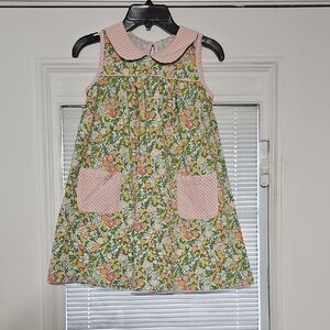 Charming Floral Kids Dress with Pink and Green